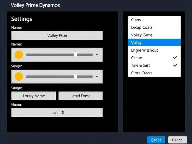 Volley Prime Dynamos Settings Menu